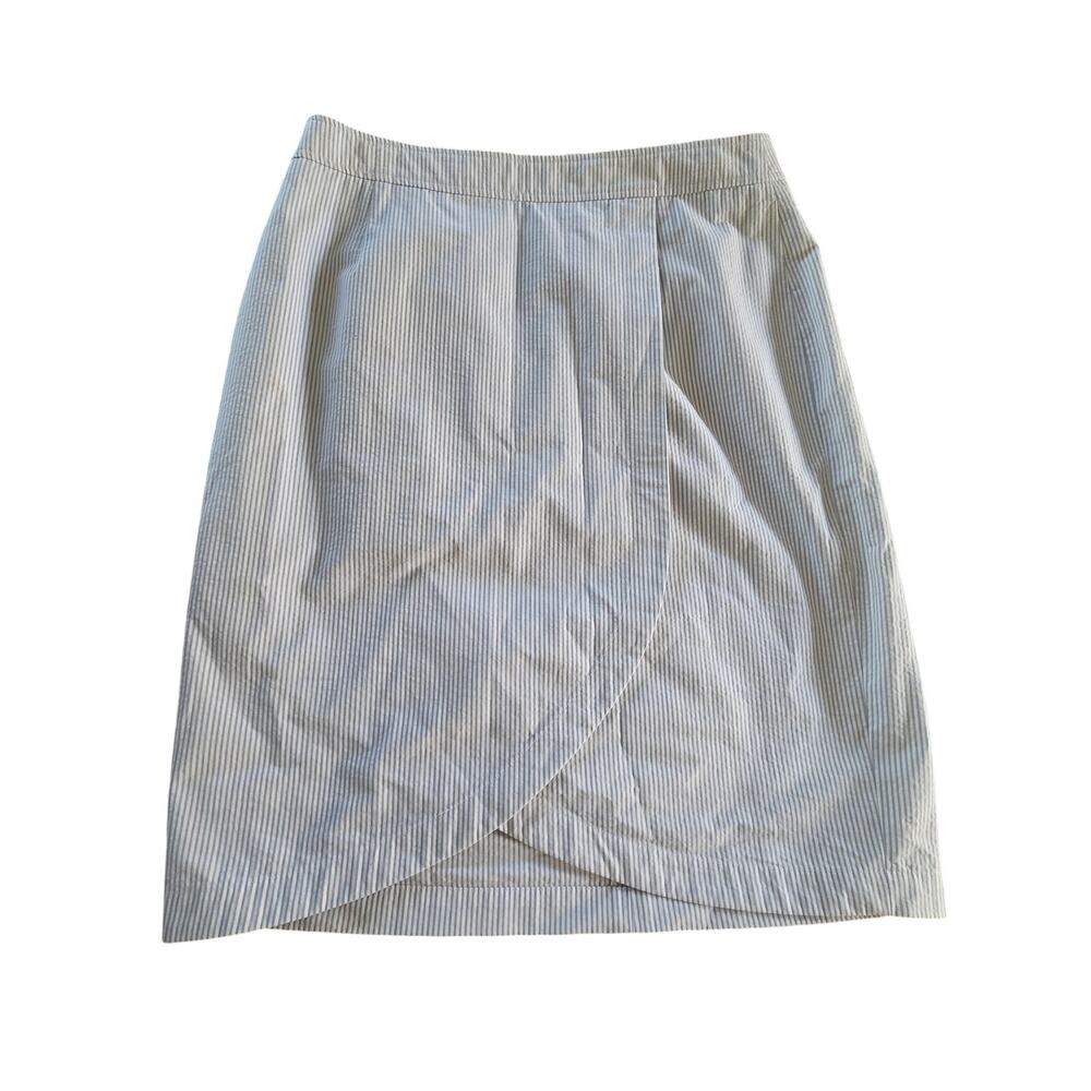 Brooks Brothers Seersucker Wrap Skirt Blue White Striped NWT [Sz]